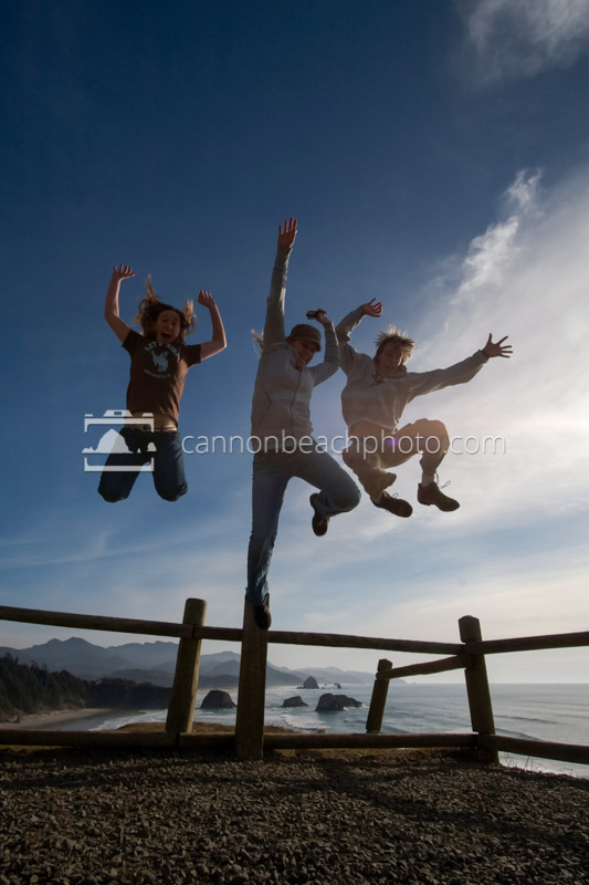 Jumping for Joy at Ecola Point