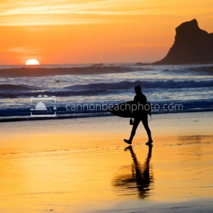 Oregon Coast Surfer Silhouette