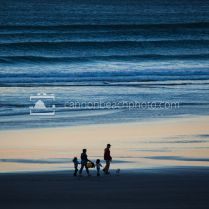 Family Walking in the Evening Glow