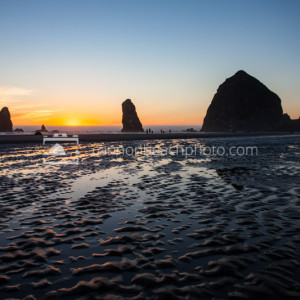 Low Tide Sunset at Haystack Rock with Sand Texture