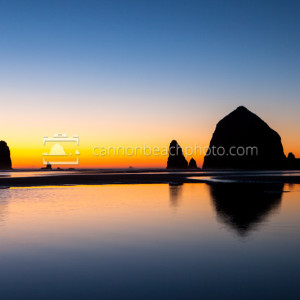 Vibrant Evening Glow, Haystack Rock Picture in Cannon Beach, Ore