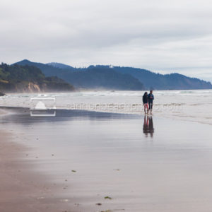 Romantic Couple Walking the Oregon Coast
