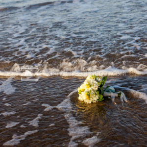 Wedding Bouquet in the Surf 1
