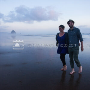 Romantic Couple Walking in Cannon Beach