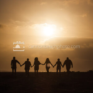 Silhouetted Family Walking Under the Sun