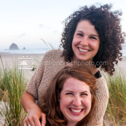 Sisters Smiling in Cannon Beach