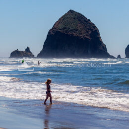 Girl Walking into the Ocean, Haystack Rock