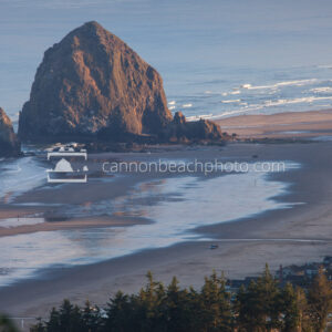 Sunrise on Haystack Rock from a Distance