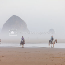 Foggy Day for Horse Riding at Haystack Rock