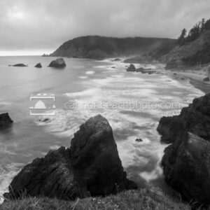 Black and White Oregon Coast Seascape, Ecola State Park