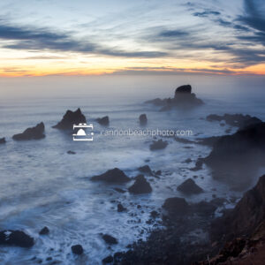 Foggy Sea Lion Rocks at Sunset