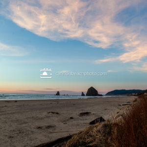 Winter Sunset with Haystack Rock in the Distance
