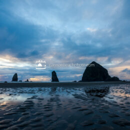 Rippled Sand, Haystack Rock Blue Sunset 2